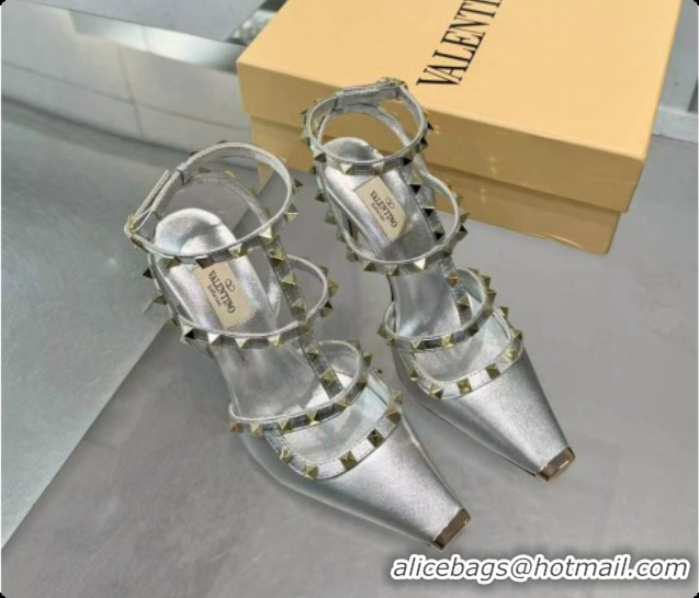 Best Price Valentino Rockstud Kidskin Pumps 100MM V081450 Silver 2026