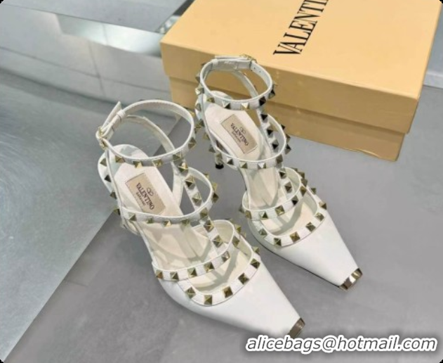 Popular Style Valentino Rockstud Kidskin Pumps 100MM V081453 White 2026