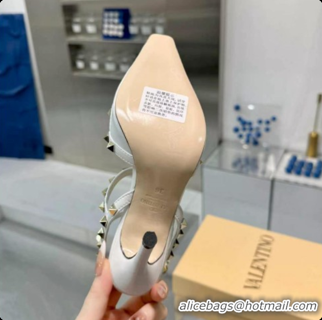 Popular Style Valentino Rockstud Kidskin Pumps 100MM V081453 White 2026