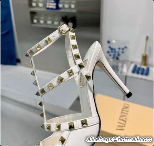 Popular Style Valentino Rockstud Kidskin Pumps 100MM V081453 White 2026