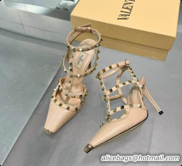 Purchase Valentino Rockstud Kidskin Pumps 100MM V081452 Beige 2026