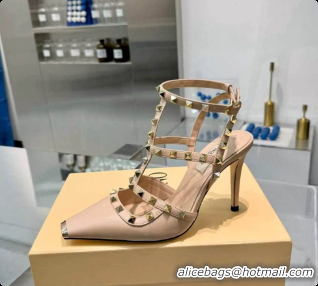 Purchase Valentino Rockstud Kidskin Pumps 100MM V081452 Beige 2026