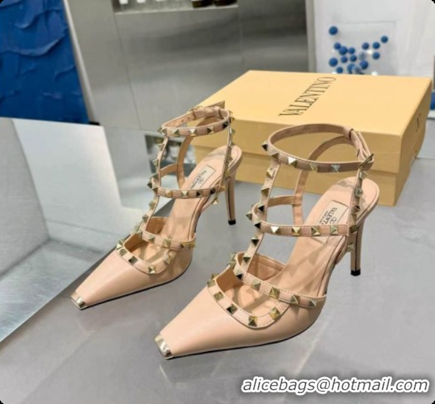 Purchase Valentino Rockstud Kidskin Pumps 100MM V081452 Beige 2026
