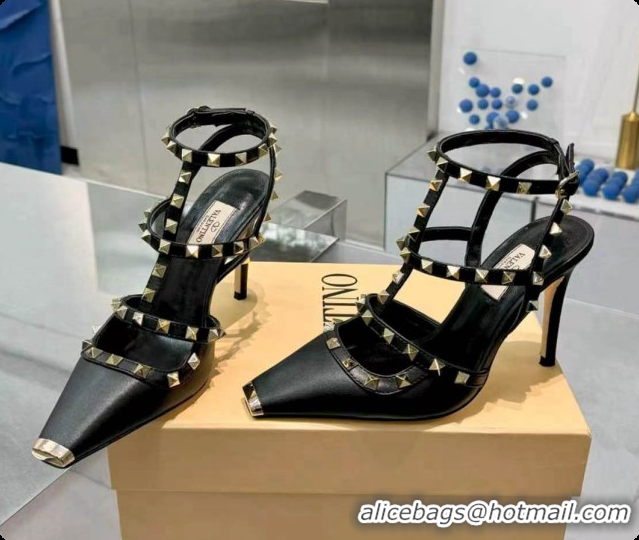Top Grade Valentino Rockstud Kidskin Pumps 100MM V081455 Black 2026