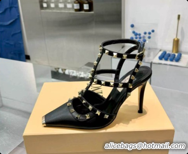 Top Grade Valentino Rockstud Kidskin Pumps 100MM V081455 Black 2026