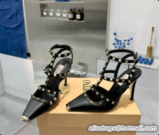 Top Grade Valentino Rockstud Kidskin Pumps 100MM V081455 Black 2026