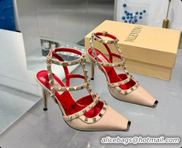 Good Product Valentino Rockstud Kidskin Pumps 100MM V081458 Red/Beige 2026