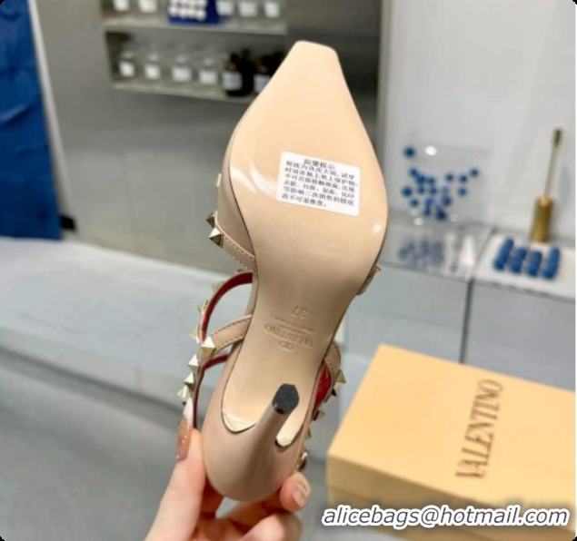 Good Product Valentino Rockstud Kidskin Pumps 100MM V081458 Red/Beige 2026