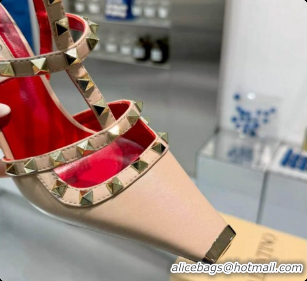 Good Product Valentino Rockstud Kidskin Pumps 100MM V081458 Red/Beige 2026