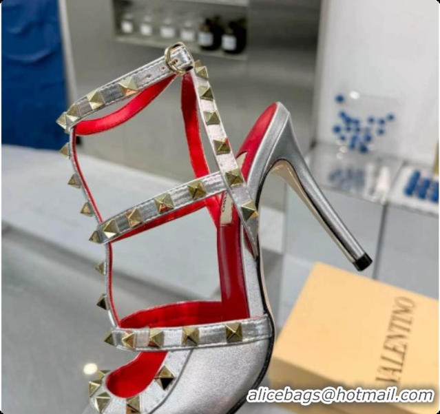 Popular Style Valentino Rockstud Kidskin Pumps 100MM V081459 Red/Silver 2026