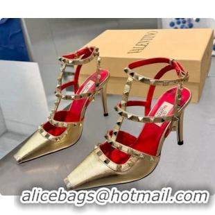 Cheap Price Valentino Rockstud Kidskin Pumps 100MM V081460 Gold 2026