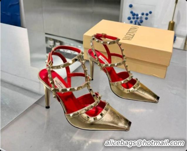 Cheap Price Valentino Rockstud Kidskin Pumps 100MM V081460 Gold 2026