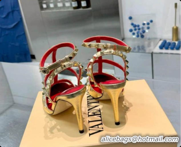 Cheap Price Valentino Rockstud Kidskin Pumps 100MM V081460 Gold 2026
