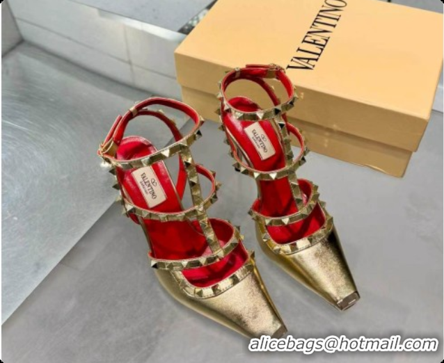 Cheap Price Valentino Rockstud Kidskin Pumps 100MM V081460 Gold 2026