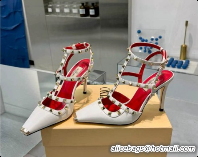 Most Popular Valentino Rockstud Kidskin Pumps 100MM V081461 White 2026