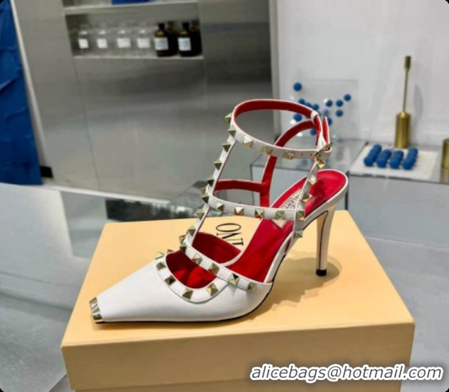 Most Popular Valentino Rockstud Kidskin Pumps 100MM V081461 White 2026