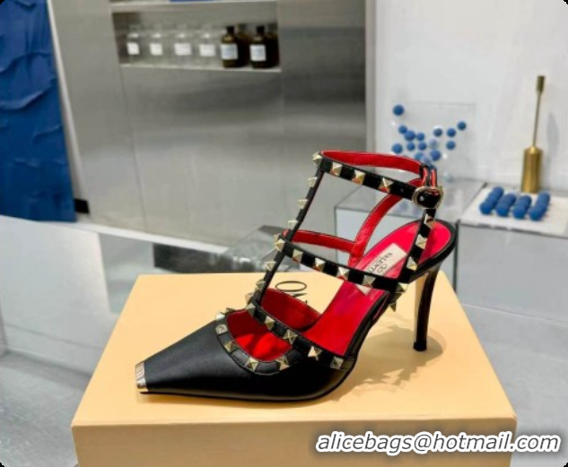 Hot Style Valentino Rockstud Kidskin Pumps 100MM V081462 Red/Black 2026