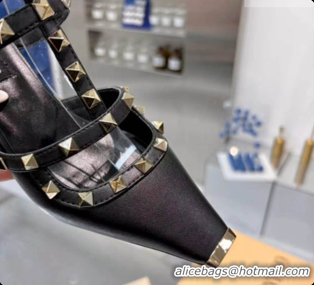 Buy Luxury Valentino Rockstud Court Shoes In Kid Leather 40MM V081463 Black 2026