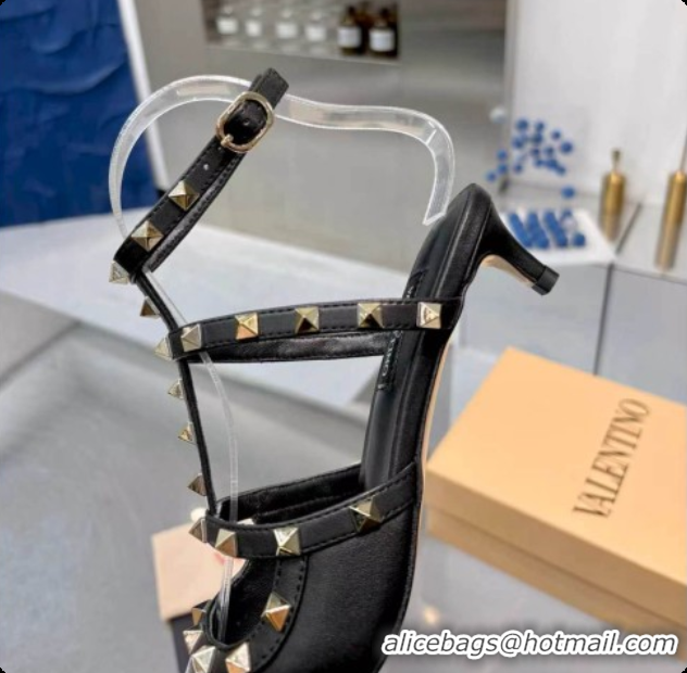 Buy Luxury Valentino Rockstud Court Shoes In Kid Leather 40MM V081463 Black 2026