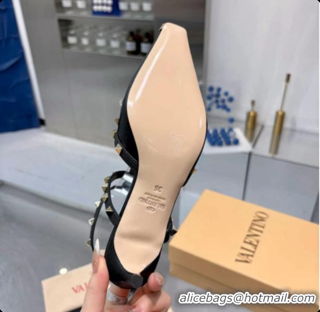 Buy Luxury Valentino Rockstud Court Shoes In Kid Leather 40MM V081463 Black 2026