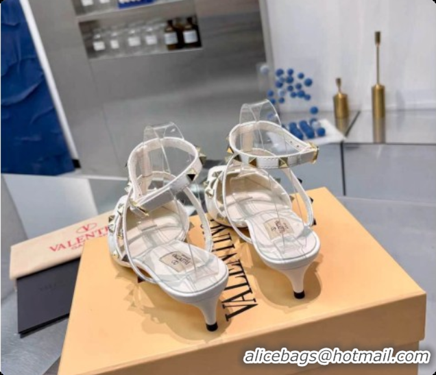 Top Design Valentino Rockstud Court Shoes In Kid Leather 40MM V081463 White 2026