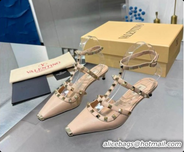 Classic Hot Valentino Rockstud Court Shoes In Kid Leather 40MM V081465 Beige 2026