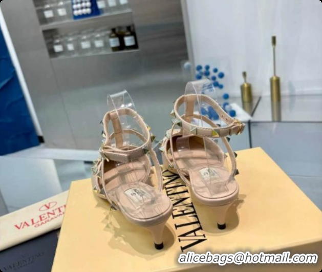 Classic Hot Valentino Rockstud Court Shoes In Kid Leather 40MM V081465 Beige 2026