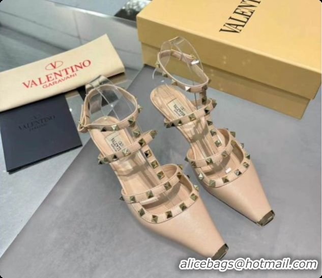 Classic Hot Valentino Rockstud Court Shoes In Kid Leather 40MM V081465 Beige 2026