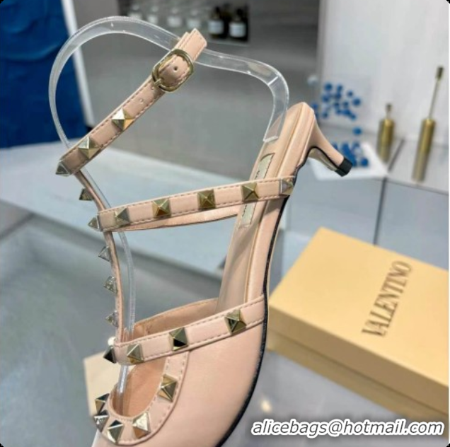 Classic Hot Valentino Rockstud Court Shoes In Kid Leather 40MM V081465 Beige 2026