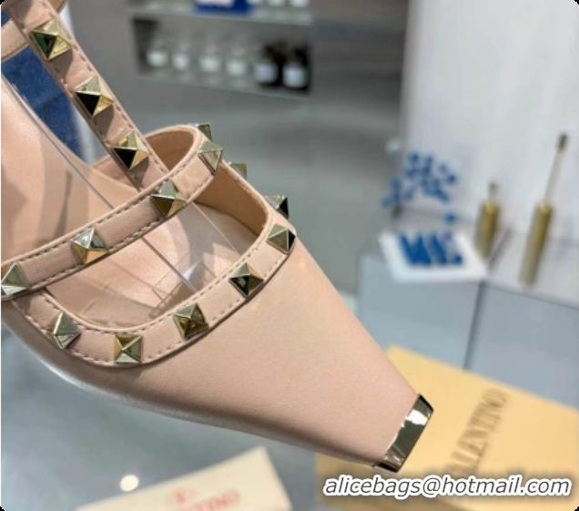 Classic Hot Valentino Rockstud Court Shoes In Kid Leather 40MM V081465 Beige 2026