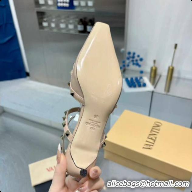 Classic Hot Valentino Rockstud Court Shoes In Kid Leather 40MM V081465 Beige 2026