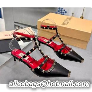 Big Discount Valentino Rockstud Court Shoes In Kid Leather 40MM V081466 Red/Black 2026