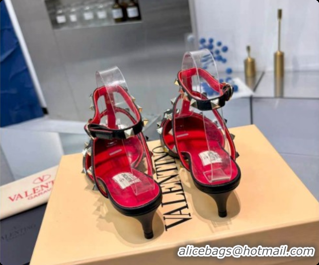 Big Discount Valentino Rockstud Court Shoes In Kid Leather 40MM V081466 Red/Black 2026