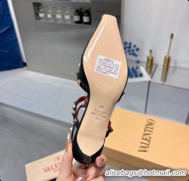 Big Discount Valentino Rockstud Court Shoes In Kid Leather 40MM V081466 Red/Black 2026