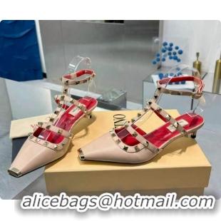 Unique Style Valentino Rockstud Court Shoes In Kid Leather 40MM V081467 Red/Beige 2026