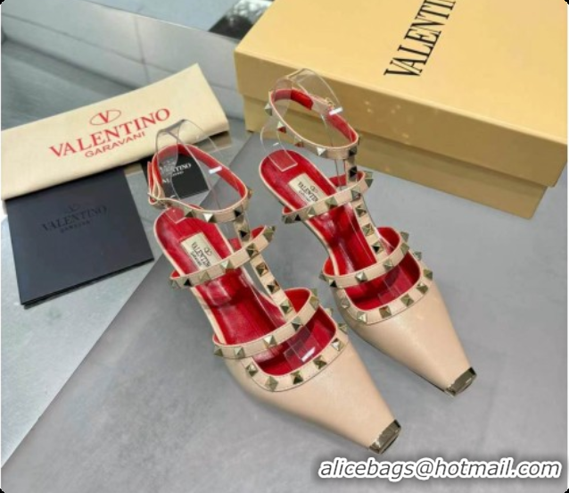 Unique Style Valentino Rockstud Court Shoes In Kid Leather 40MM V081467 Red/Beige 2026