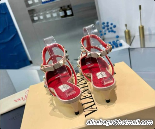 Unique Style Valentino Rockstud Court Shoes In Kid Leather 40MM V081467 Red/Beige 2026