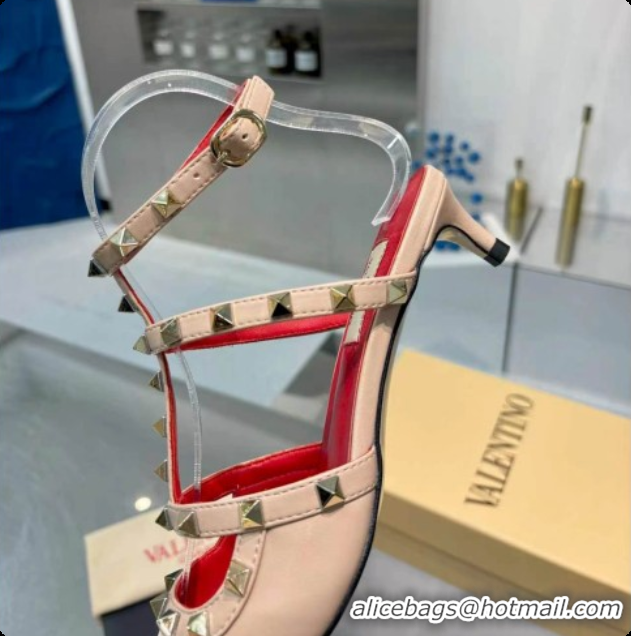 Unique Style Valentino Rockstud Court Shoes In Kid Leather 40MM V081467 Red/Beige 2026
