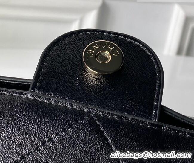 Famous Brand Chanel Shiny Lambskin Leather Hobo Handbag AS6138 Black 2026