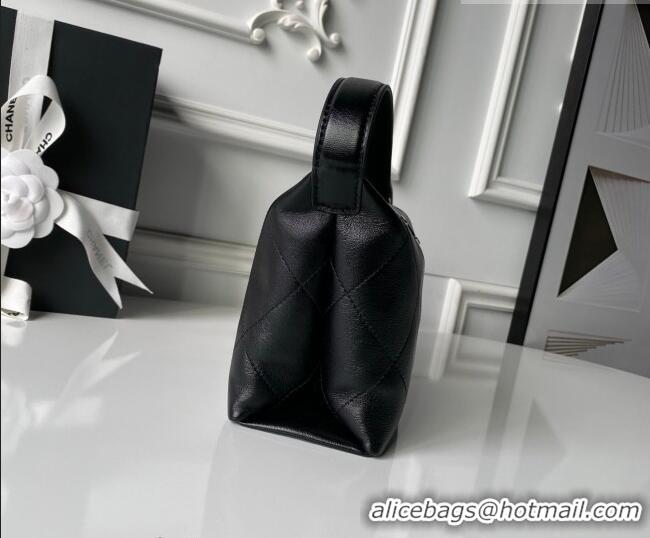 Famous Brand Chanel Shiny Lambskin Leather Hobo Handbag AS6138 Black 2026