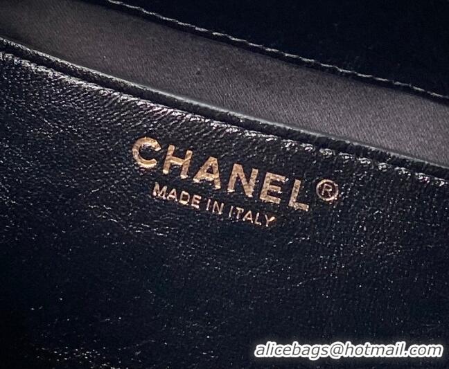 Famous Brand Chanel Shiny Lambskin Leather Hobo Handbag AS6138 Black 2026
