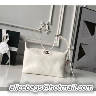 Reasonable Price Chanel Shiny Lambskin Leather Hobo Handbag AS6138 White 2026