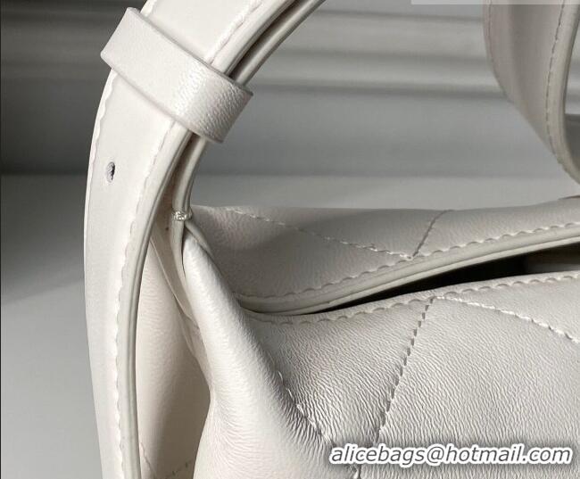 Reasonable Price Chanel Shiny Lambskin Leather Hobo Handbag AS6138 White 2026