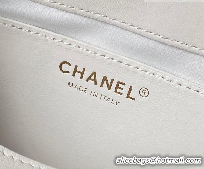 Reasonable Price Chanel Shiny Lambskin Leather Hobo Handbag AS6138 White 2026