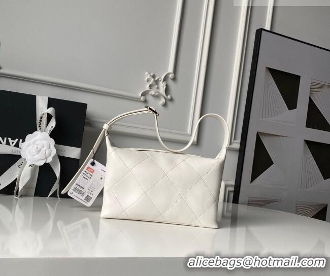 Reasonable Price Chanel Shiny Lambskin Leather Hobo Handbag AS6138 White 2026