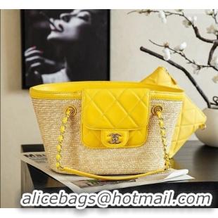 Big Discount Chanel Braided Straw Small Shopping Bag AS5951 Yellow 2026