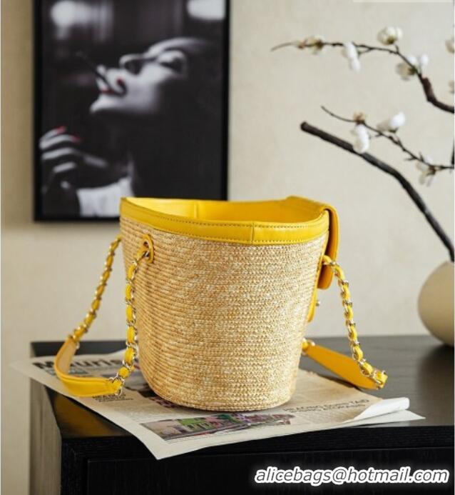 Big Discount Chanel Braided Straw Small Shopping Bag AS5951 Yellow 2026