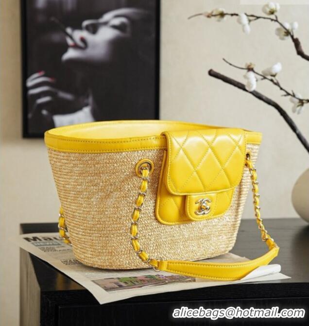 Big Discount Chanel Braided Straw Small Shopping Bag AS5951 Yellow 2026