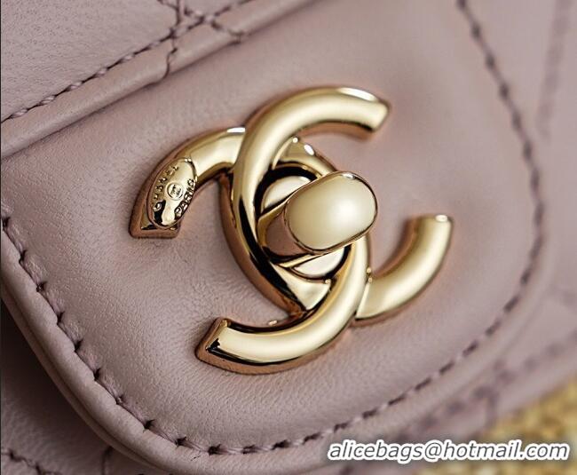 Grade Promotional Chanel Braided Straw Small Shopping Bag AS5951 Pink 2026