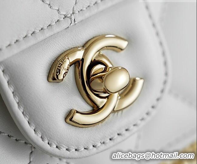 Best Quality Chanel Braided Straw Small Shopping Bag AS5951 White 2026